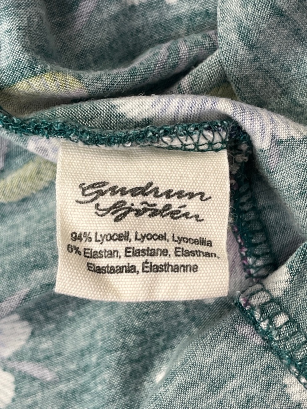 GUDRUN SJODEN teal green floral long sleeve boat neck dress, size S - Picture 8 of 10
